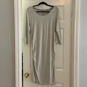 Liz Lange Maternity Dress, Gray Stripes, Size M